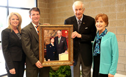 Dr. Lindy McCain, left, Executive Director of the Holmes Development Foundation, Dr. Jim Haffey, second from left, President of Holmes, Dr. Don Phillips, second from right, President of the Holmes Development Foundation and Sue Phillips, right, Holmes Legacy Club member.